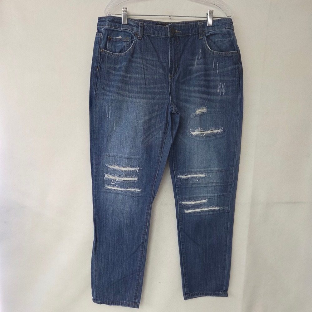 JOE FRESH Womens 29 8 Boyfriend Jeans Distressed Blue Denim Cotton